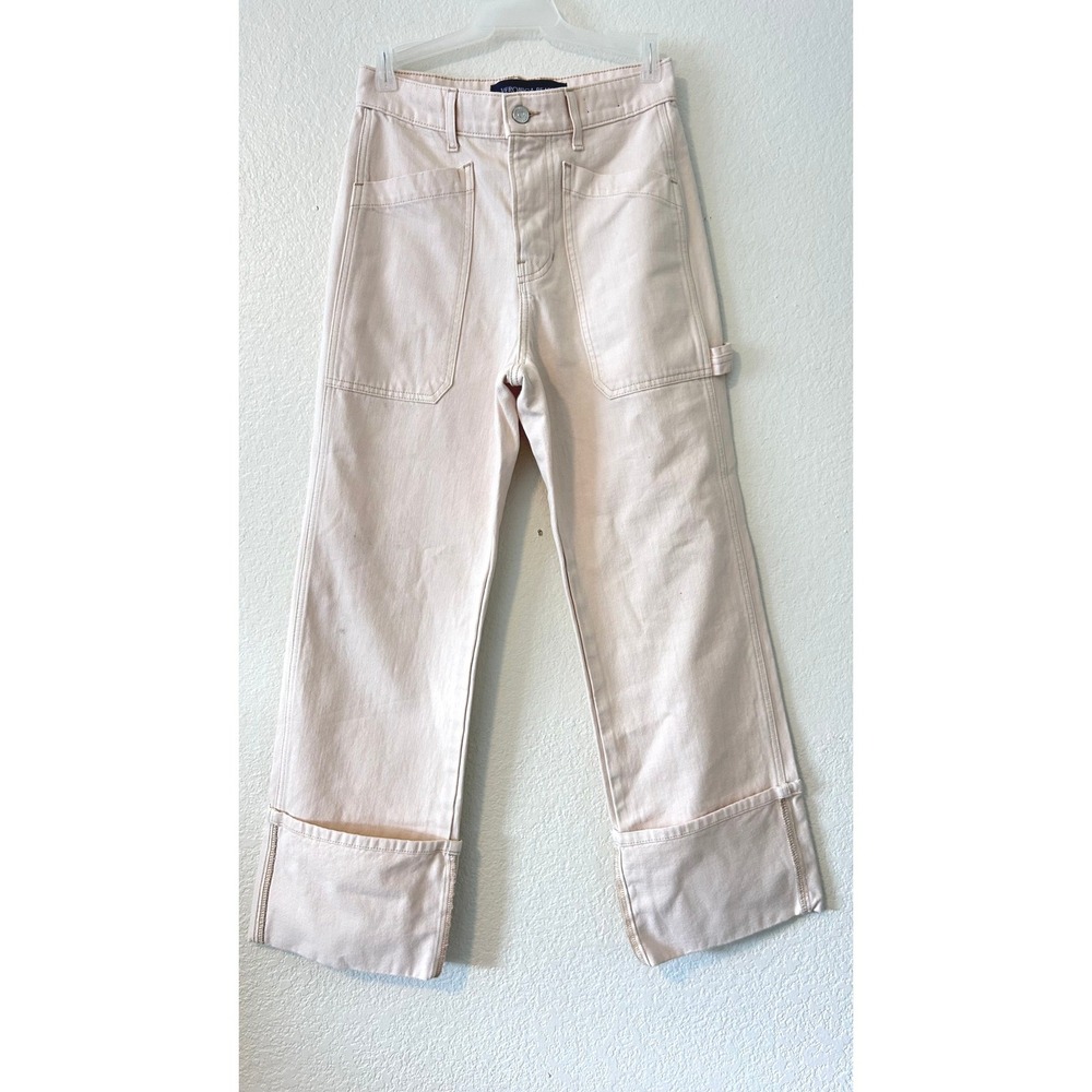Veronica Beard Dylan High Rise Straight Leg Carpenter Jeans Pink Size 26